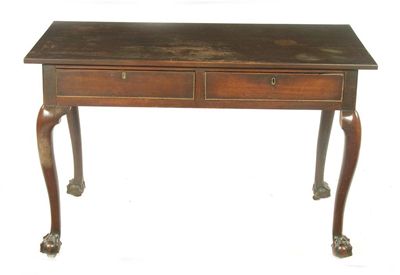 Appraisal: A mahogany side table the rectangular top above two frieze