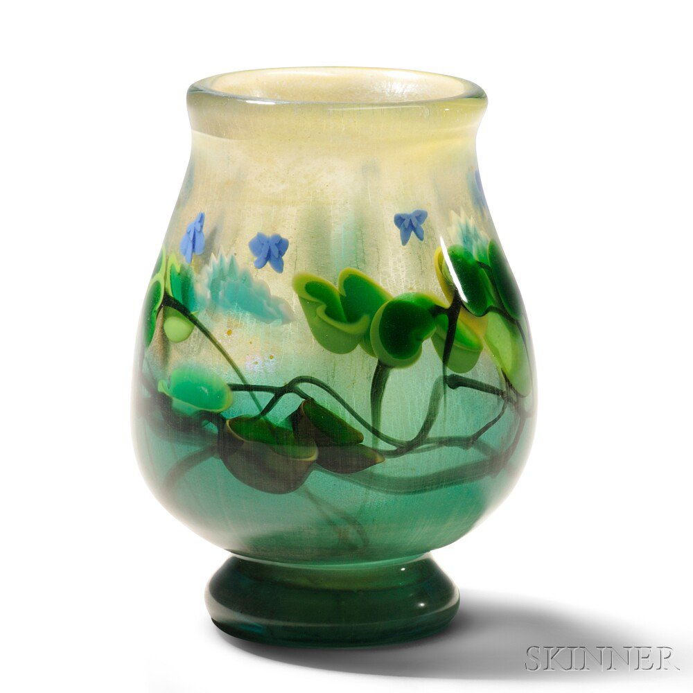 Appraisal: James Lundberg d Glass Vase Paperweight glass Davenport California Wide-mouth