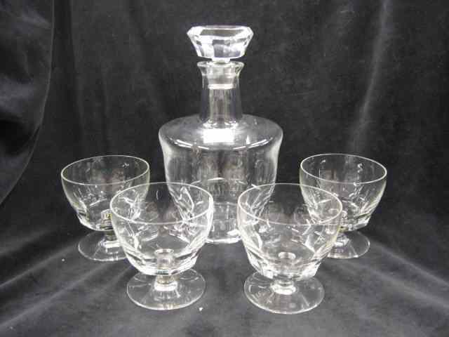 Appraisal: Baccarat French Crystal Decanter with Glasses '' tall excellent signed