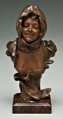 Appraisal: Georges Van Der Straten bronze Belgian - bust of smiling