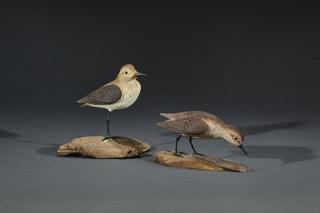 Appraisal: Two Sandpiper Carvings Davison B Hawthorne b Two Sandpiper CarvingsDavison