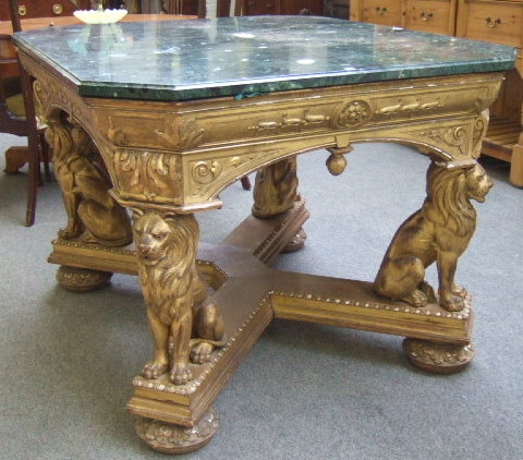 Appraisal: A late th century centre table the green marble canted