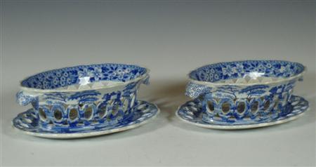 Appraisal: A pair of th century Spode blue printed baskets and