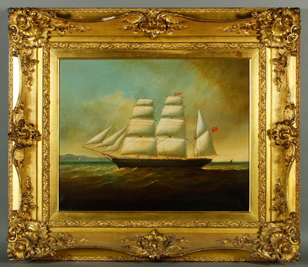 Appraisal: - English School Ship Portrait O C English school portrait