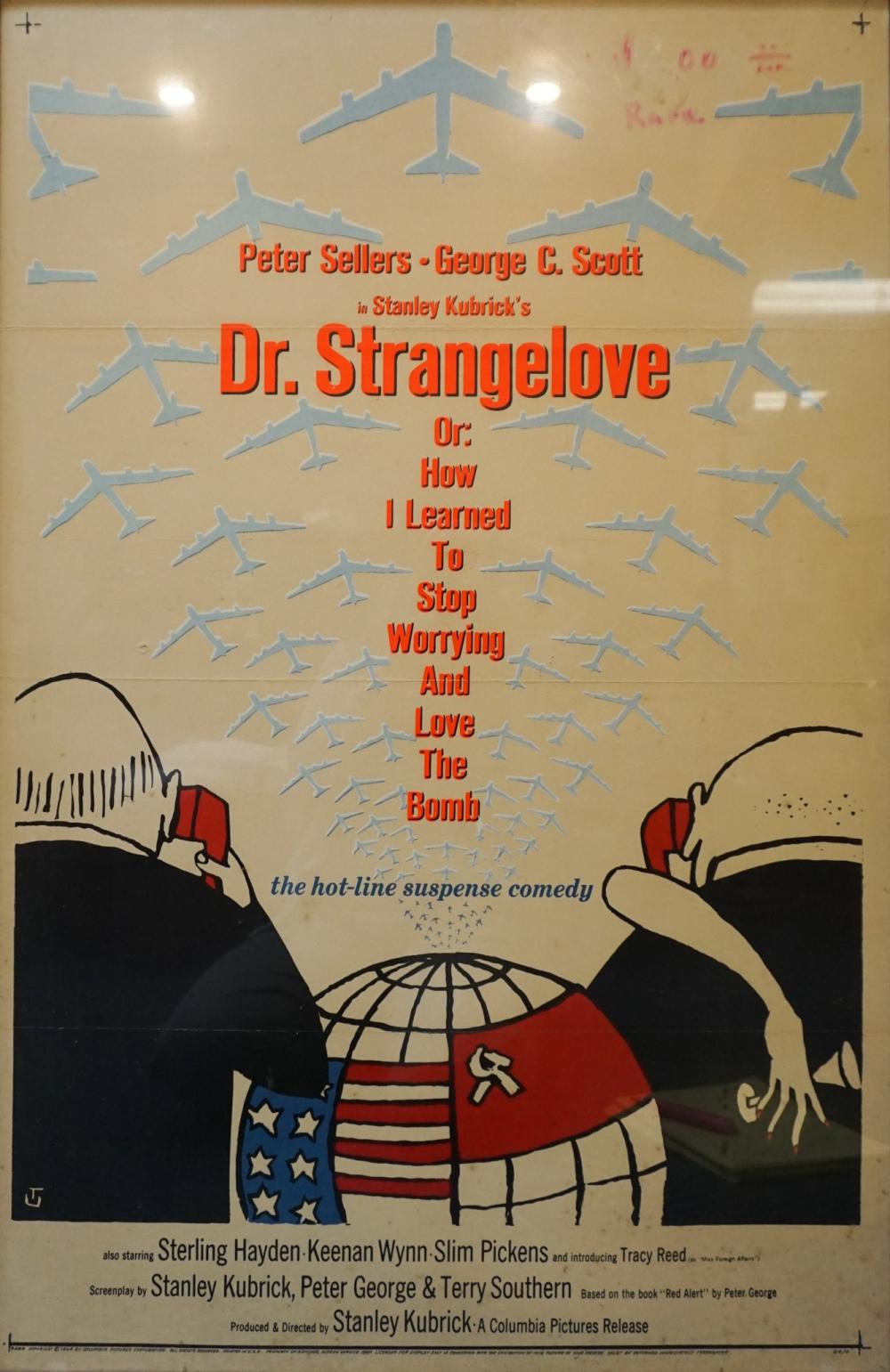 Appraisal: DR STRANGELOVE' ORIGINAL THEATRICAL RELEASE POSTER FRAME X IN X