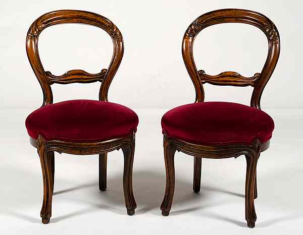 Appraisal: Balloon Back Rosewood Chairs American ca s a pair of