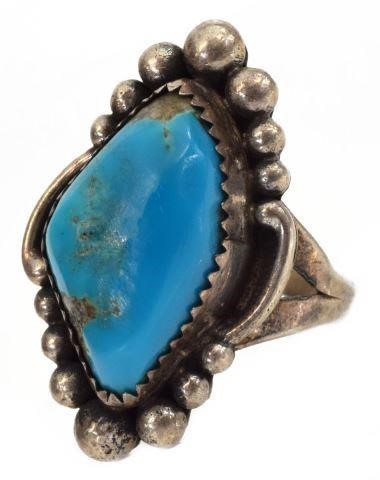 Appraisal: Native American sterling silver and turquoise ring signed RS Roger