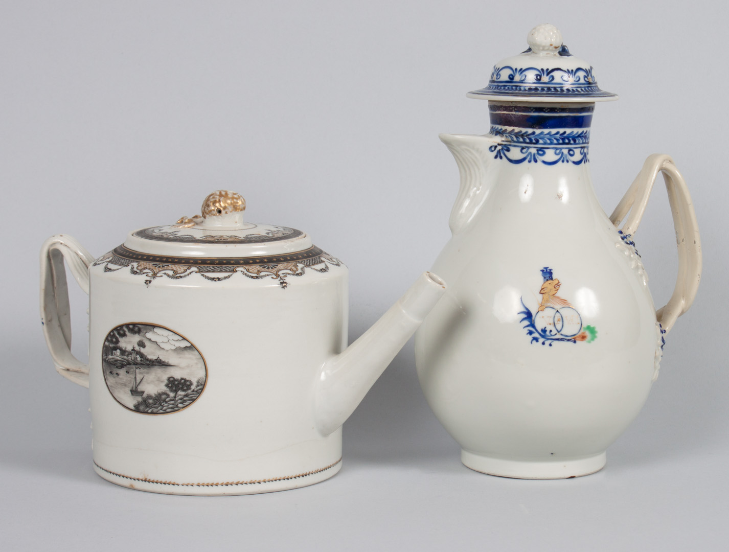 Appraisal: Chinese Export porcelain teapot and chocolate pot late th century