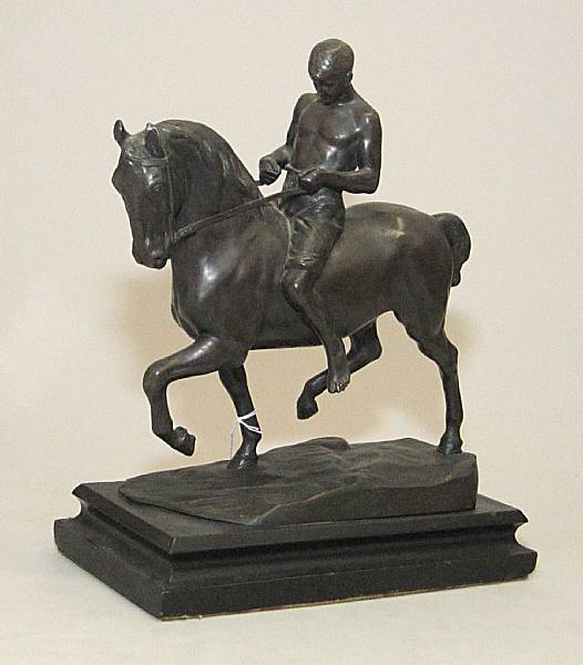 Appraisal: A German patinated bronze equestrian group after Rudolf Kaesbach -