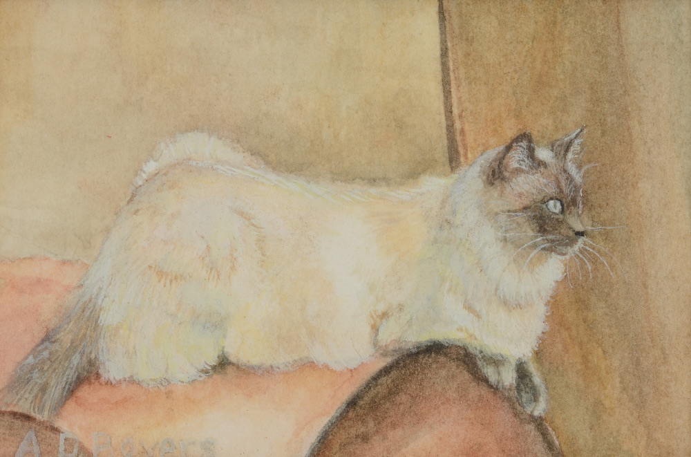 Appraisal: BOYERS Anita American th Century ''Resting on a Barrel'' Watercolor