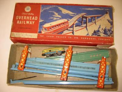 Appraisal: A Chad Valley Overhead Railway tin plate clockwork operated boxed