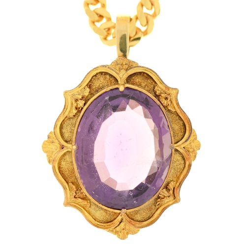 Appraisal: An amethyst pendant in gold mm unmarked g and a