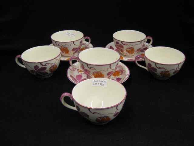 Appraisal: pc Gray's Pottery Luncheon Service pink luster strawberry decor