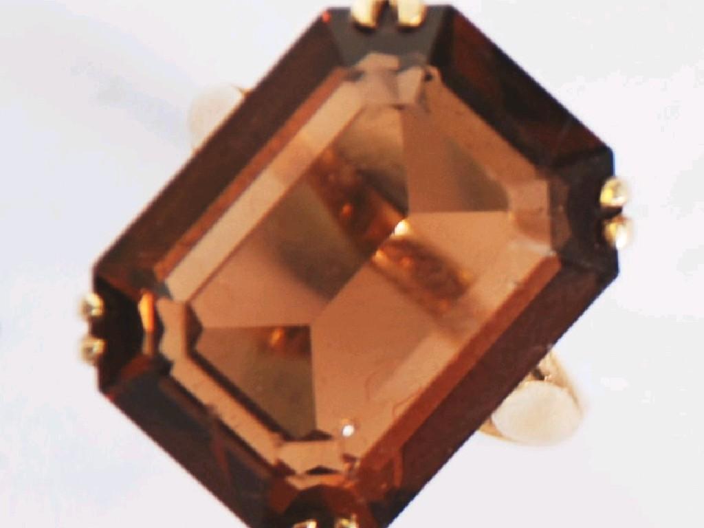 Appraisal: CT GOLD DRESS RING SET WITH A LARGE OBLONG CITRINE