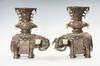 Appraisal: CANDLE STICKS - Pair of th c silver figural candle