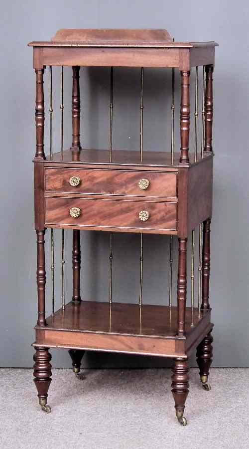 Appraisal: A George III mahogany rectangular three tier whatnot with adjustable