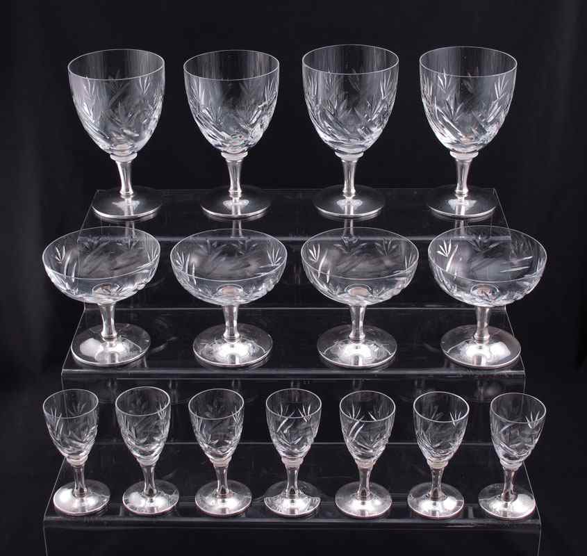 Appraisal: GORHAM STERLING BASE CUT GLASS STEMWARE Gorham weighted sterling bases