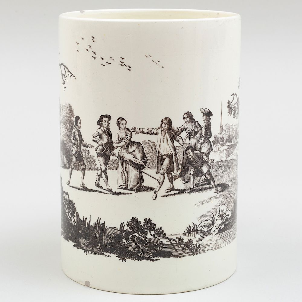 Appraisal: Wedgwood Black Transfer Printed Creamware Mug 'Blind Man's Bluff' Impressed