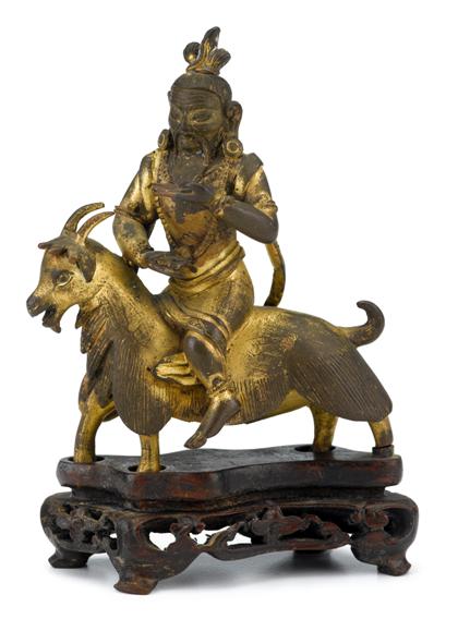 Appraisal: Sino-Tibetan gilt bronze mounted figure th th century