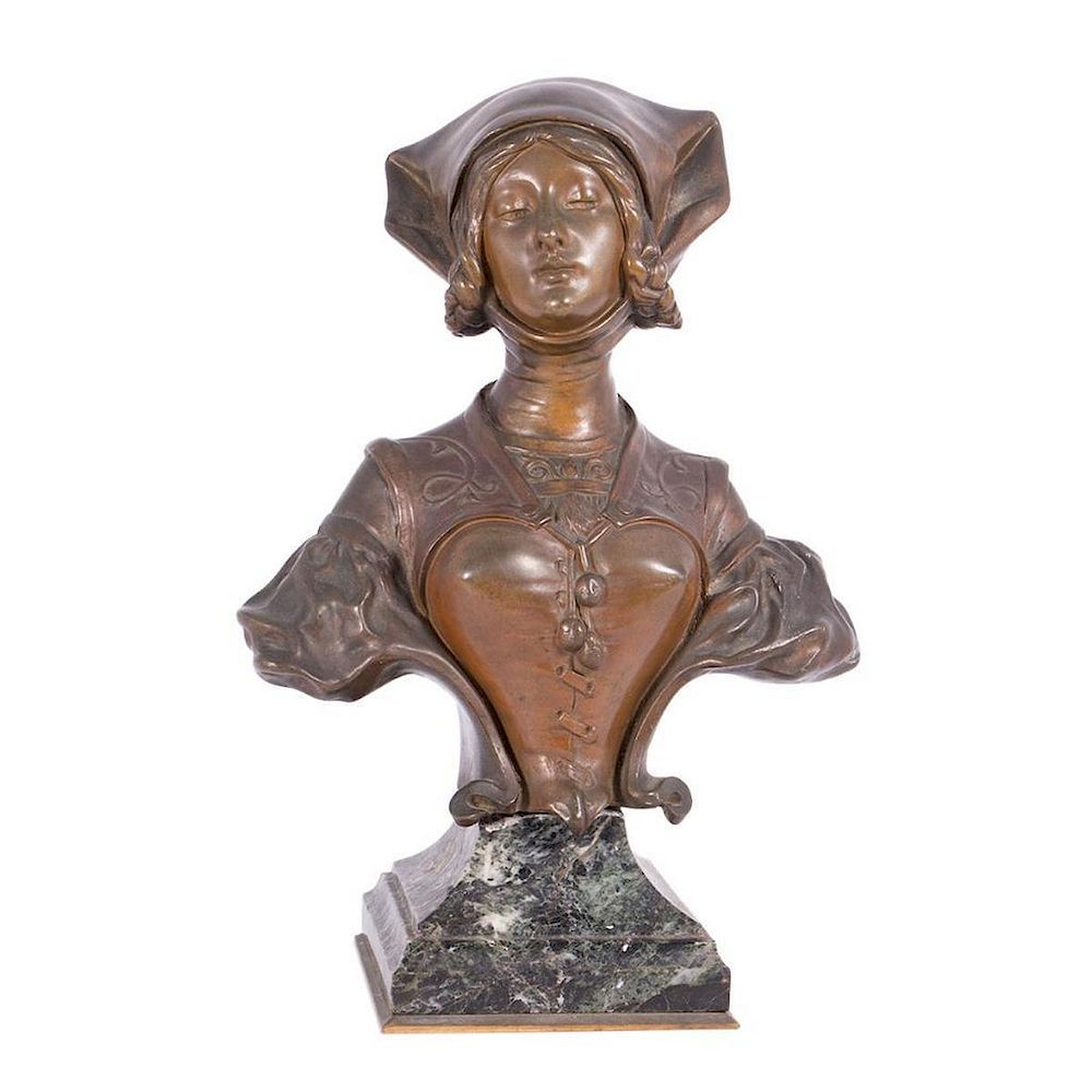 Appraisal: Bronze Young Woman in Medieval Costume Piquemal th Bronze Young