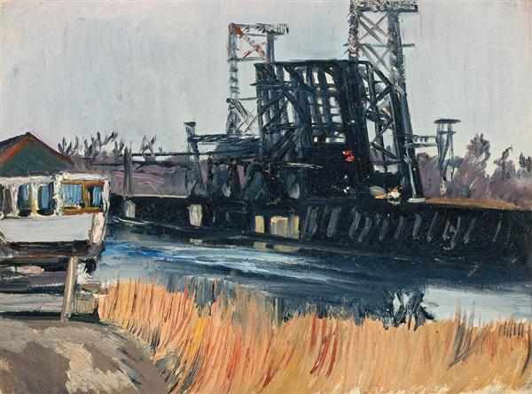 Appraisal: RICHARD HAYLEY LEVER American - Industrial Landscape - Drawbridge oil