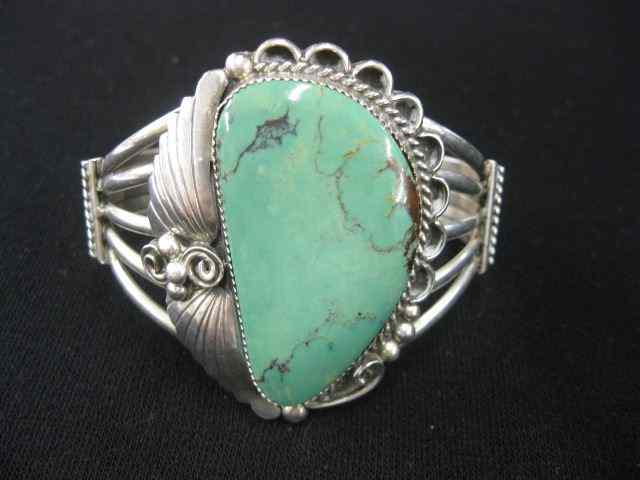 Appraisal: Indian Turquoise Sterling Bracelet Navajo fine seafoam blue-green stone in