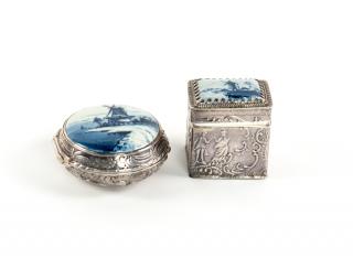 Appraisal: TWO DUTCH SILVER TRINKET BOXES TWO DUTCH SILVER TRINKET BOXESLate