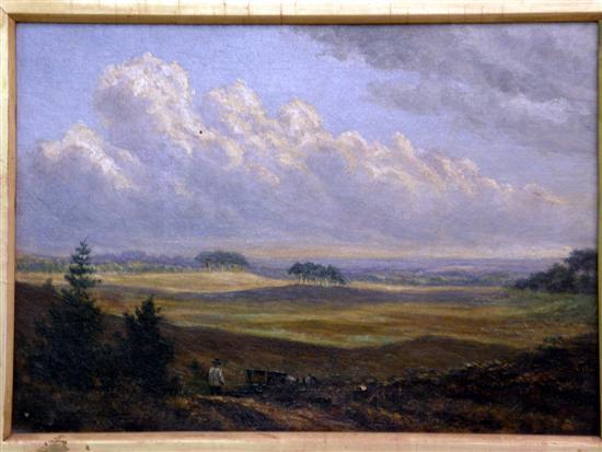 Appraisal: th century English school landscape with a figure unsigned oil