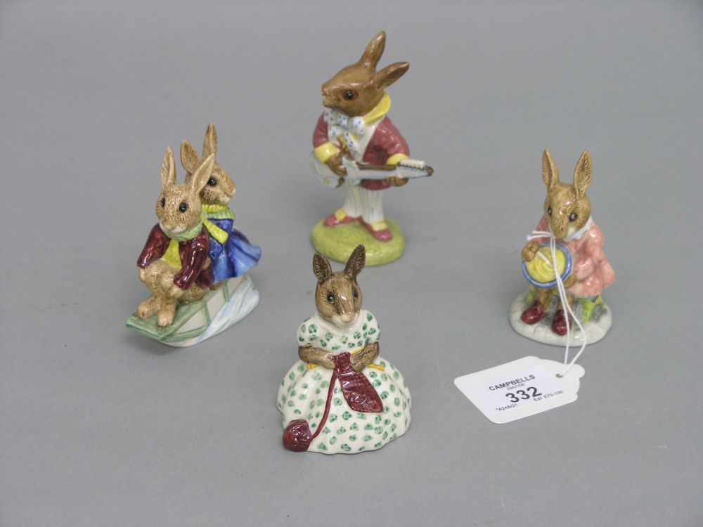 Appraisal: Four Royal Doulton Bunnykins characters Busy Needles - DB Helping