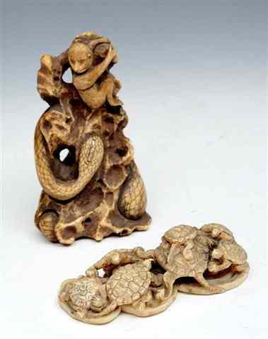 Appraisal: A JAPANESE CARVED IVORY INRO in the form of a