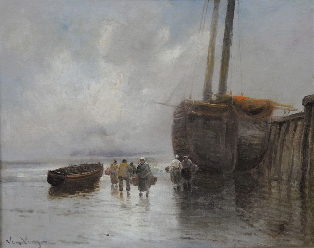 Appraisal: Von Voos Dutch th th century Docked oil on canvas