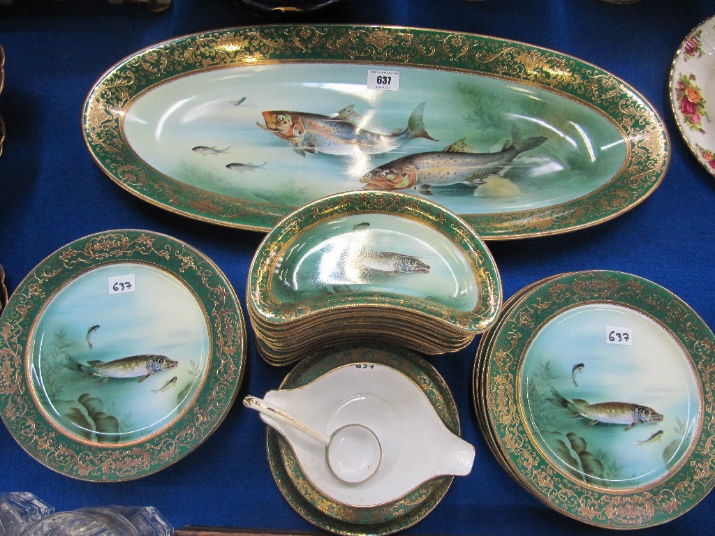 Appraisal: Meito China fish service comprising large oval dish twelve crescent