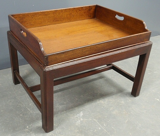 Appraisal: - Chippendale style mahogany butler s tray on stand th