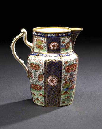 Appraisal: Fine Chamberlain's Worcester Richly Polychromed and Gilded Porcelain Pitcher ca