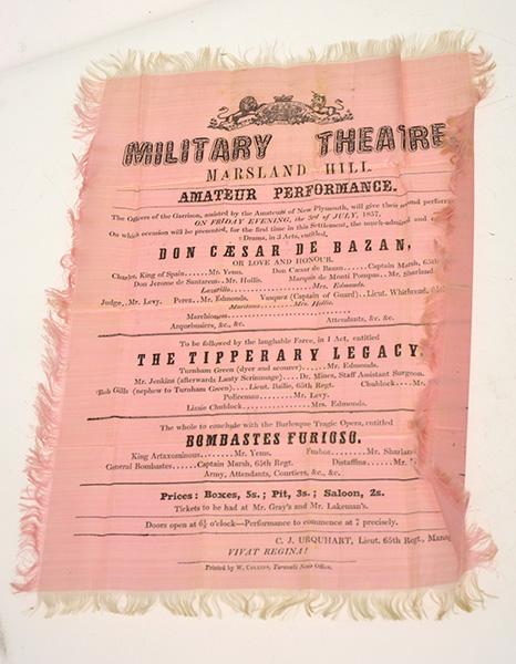 Appraisal: TWO SILK THEATRE HANDBILLS BOTH FOR MARSLAND HILL MILITARY THEATRE