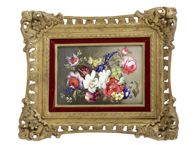 Appraisal: An English porcelain plaque circa - painted with a colourful