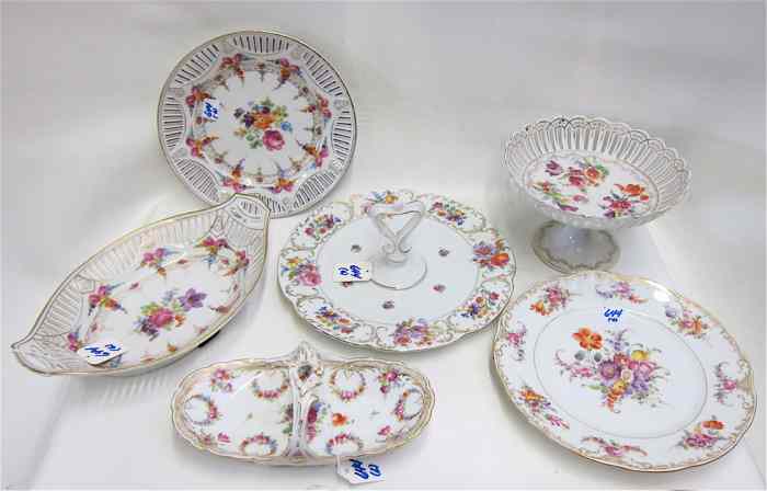 Appraisal: SIX DRESDEN BAVARIAN SERVING PIECES compote dessert server two ''