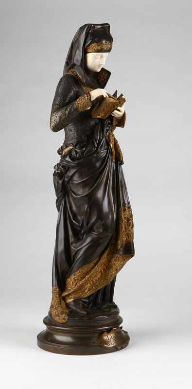 Appraisal: After Albert Ernest Carrier-Belleuse patinated and parcel-gilt bronze and ivory