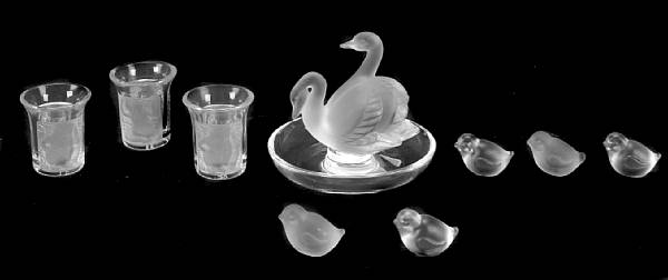 Appraisal: A set of sixteen Lalique frosted glass Enfantes shot glasses