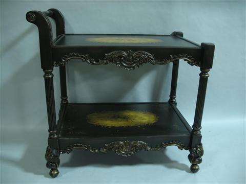 Appraisal: VICTORIAN STYLE FLORAL PAINTED TEA CART th century - h