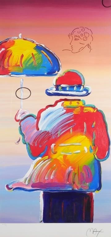 Appraisal: PETER MAX REMARQUED SERIGRAPH UMBRELLA MANPeter Max American b Large