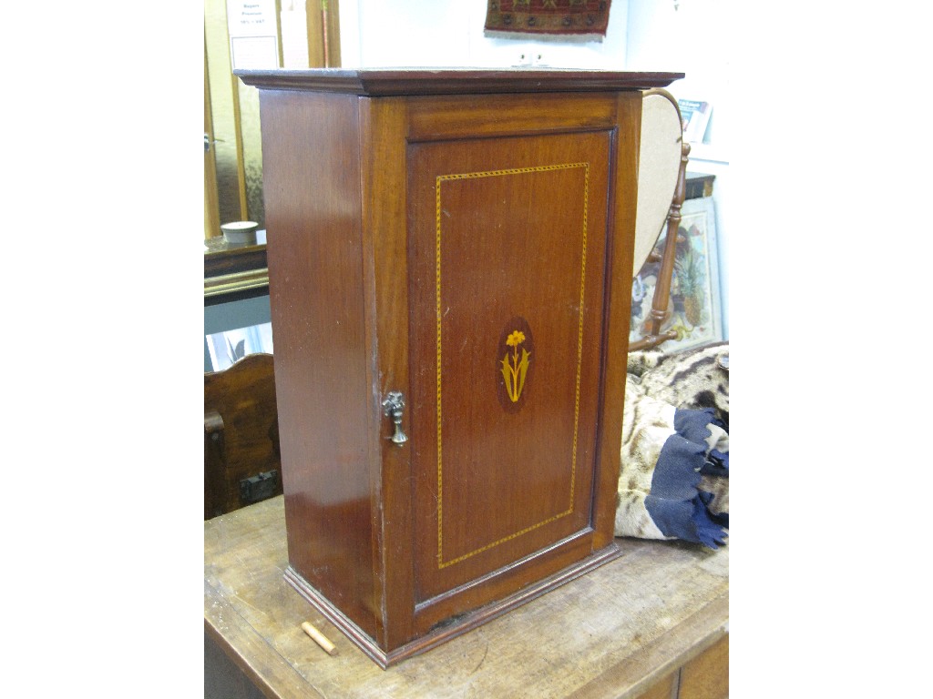 Appraisal: Edwardian inlaid mahogany cupboard