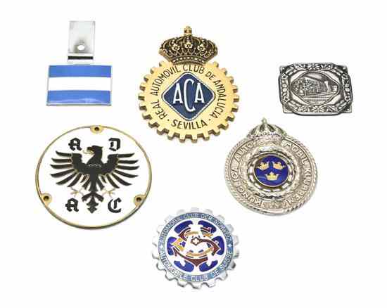 Appraisal: A Collection of Ten Automobile Club Tags including enameled examples