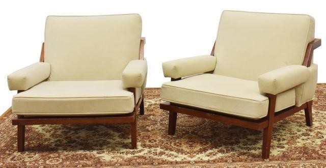 Appraisal: lot of Mid-century modern armchairs in later upholstery exposed wood