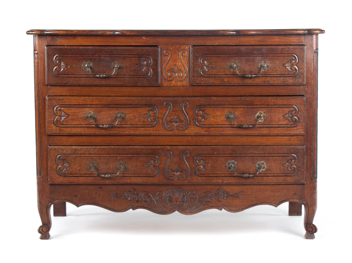 Appraisal: French Provincial parquetry inlaid oak chest parquetry inlaid top with