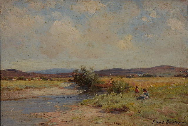 Appraisal: JOSEPH MAURICE HENDERSON - A mountainous river landscape with mother