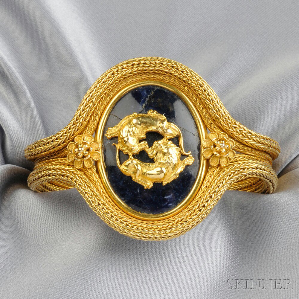 Appraisal: kt Gold and Sodalite Bracelet Lalaounis Greece designed as a