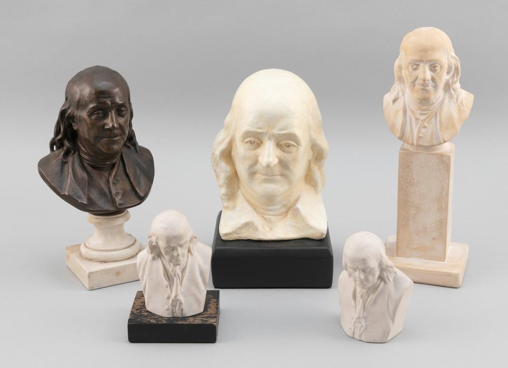 Appraisal: FIVE BUSTS OF BENJAMIN FRANKLIN TH CENTURYFIVE BUSTS OF BENJAMIN