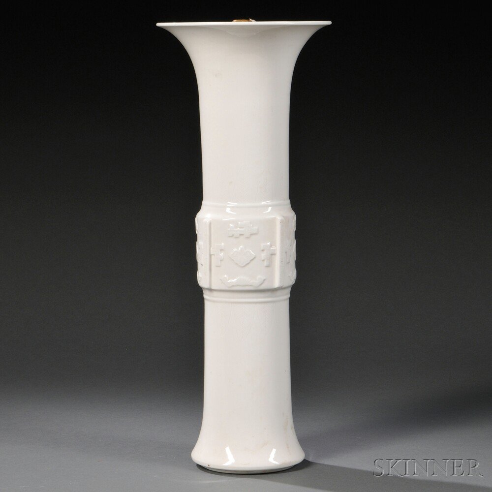 Appraisal: Blanc-de-Chine Beaker Vase China th th century tall body with