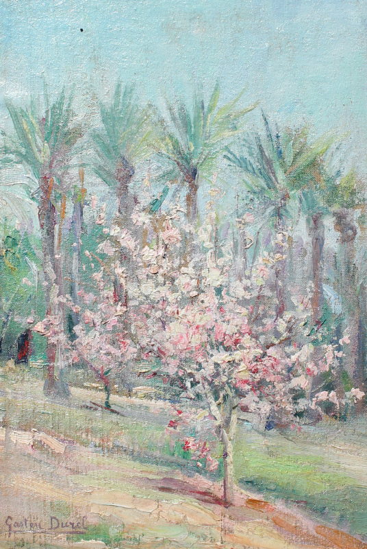 Appraisal: DUREL Gaston French - Landscape with Blossoms and Palms Oil